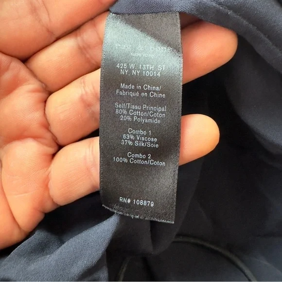 RAG & BONE New York $495 Navy Mesh Lace Lined Stella Midi Dress Size S - Picture 11 of 13